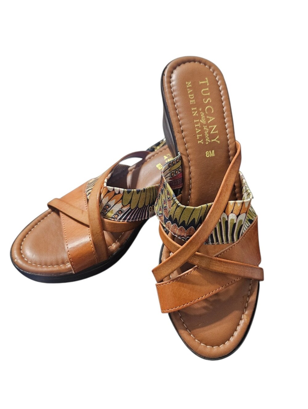 Tuscany by Easy Street Size 8M Made in Italy Women's Wedge Slide Sandals